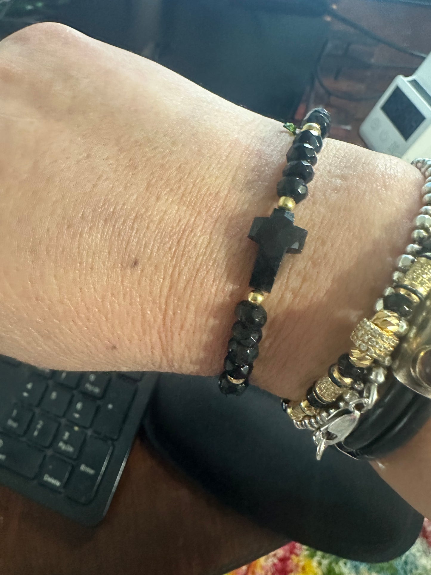 Black Cross Gold Bracelet